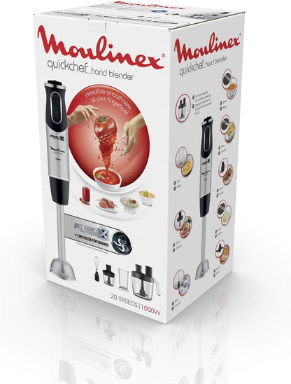 Moulinex Easy Chef Hand Blender with 800 ml Beaker, 450W, White, Plastic/Stainless Steel, DD451127