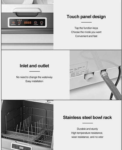 Zertylre Countertop Dishwasher, Portable Automatic Dishwasher, Mini dishwasher with 3 Washing Programs, Baby Care & Fruit Wash, 360 Degree Spraying Water, 70°C Hot Air Drying for Apartment, Dorm Room