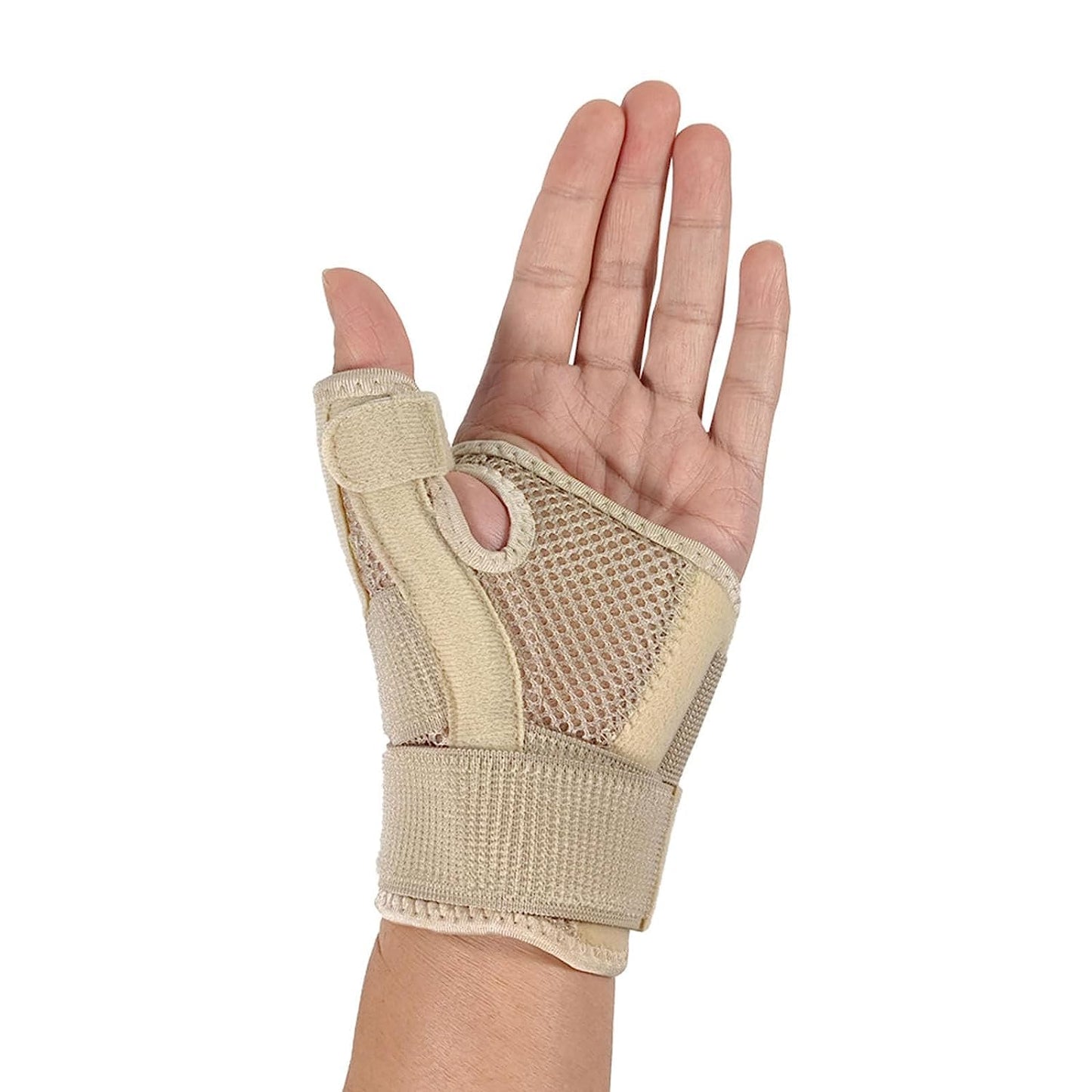 Thumb Splint with Wrist Brace - Thumb Support Brace for Wrist Hand Thumb Stabilizer Fits Both Right Left Hand for Men and Women (Beige)