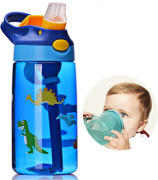 EVBEA Kids Water Bottle Cute Toddler Cup with Straw Spill Leakproof Durable Plastic Drinking Bottle for Boys and Girls Child, Indoor Outdoor