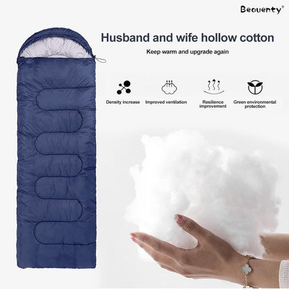 Beauenty 180CM bag length, cap is 30CM long Outdoor Camping Summer Camping Sleeping Bag Lunch 200g Envelope Hooded Sleeping Bag