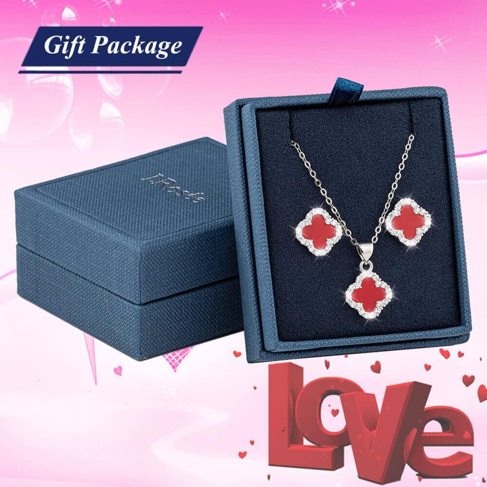 Swarovski Elements Crystal 18K Gold Plated 925 Sterling Silver Pendant Necklace and Studs Earrings J.Rosée Fashion Jewelry Sets for Women Ladies Girls Gift Package