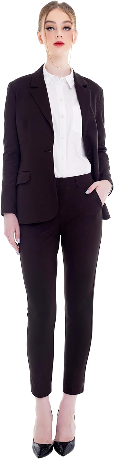 Marycrafts Women's Business Blazer Pant Suit Set for Work