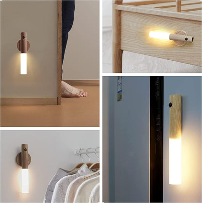 Lengenda Motion Sensor Night Light Smart LED Light Sensing Distance 4M Hand-held Portable Stick Anywhere for Bedroom Stairway Children Room (Walnut Wood)