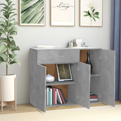 vidaXL Sideboard Storage Cabinet Home Interior Decor Living Room Bedroom Shelf Stand Furniture Organiser Buffet Server Concrete Grey Engineered Wood