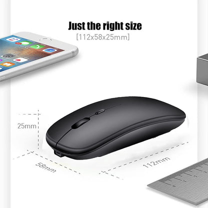 MEALQ MANYU Wireless Mouse, Matte Black, Slim Rechargeable Wireless Silent Mouse, 2.4G Portable USB Optical Wireless Computer Mouse with USB Receiver (Black) (Black)