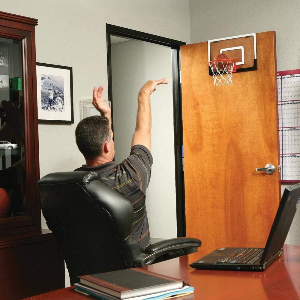 Tawcal Mini Basketball Hoop Set for Door, 18x12in (Black)