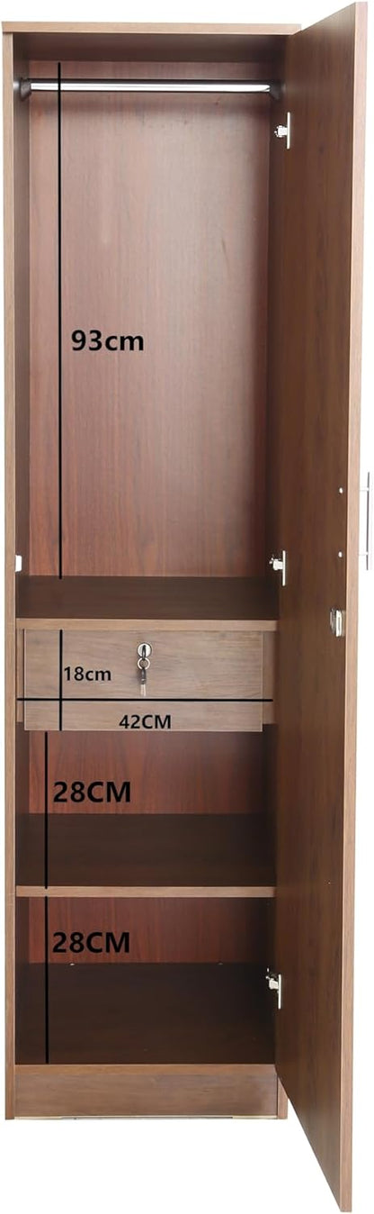 1 Door Wardrobe Modern Design with MIRROR/ 1 Door Wooden Wardrobe Cabinet Cupboard Engineered Wood Perfect Modern design.H-190CM*L-50CM*D-50CM Brown - 661-Mirror