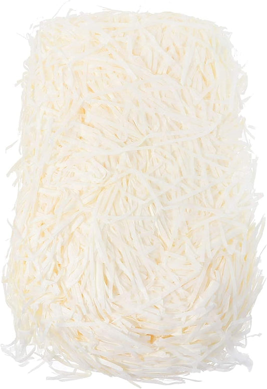 REDDOTGIFT® 100 gram Raffia Paper Shreds Strands Eco-friendly Shredded Crinkle Confetti Crinkle Cut Paper Filling Shredded Paper for Hamper Gift Box Filling (Off-White)