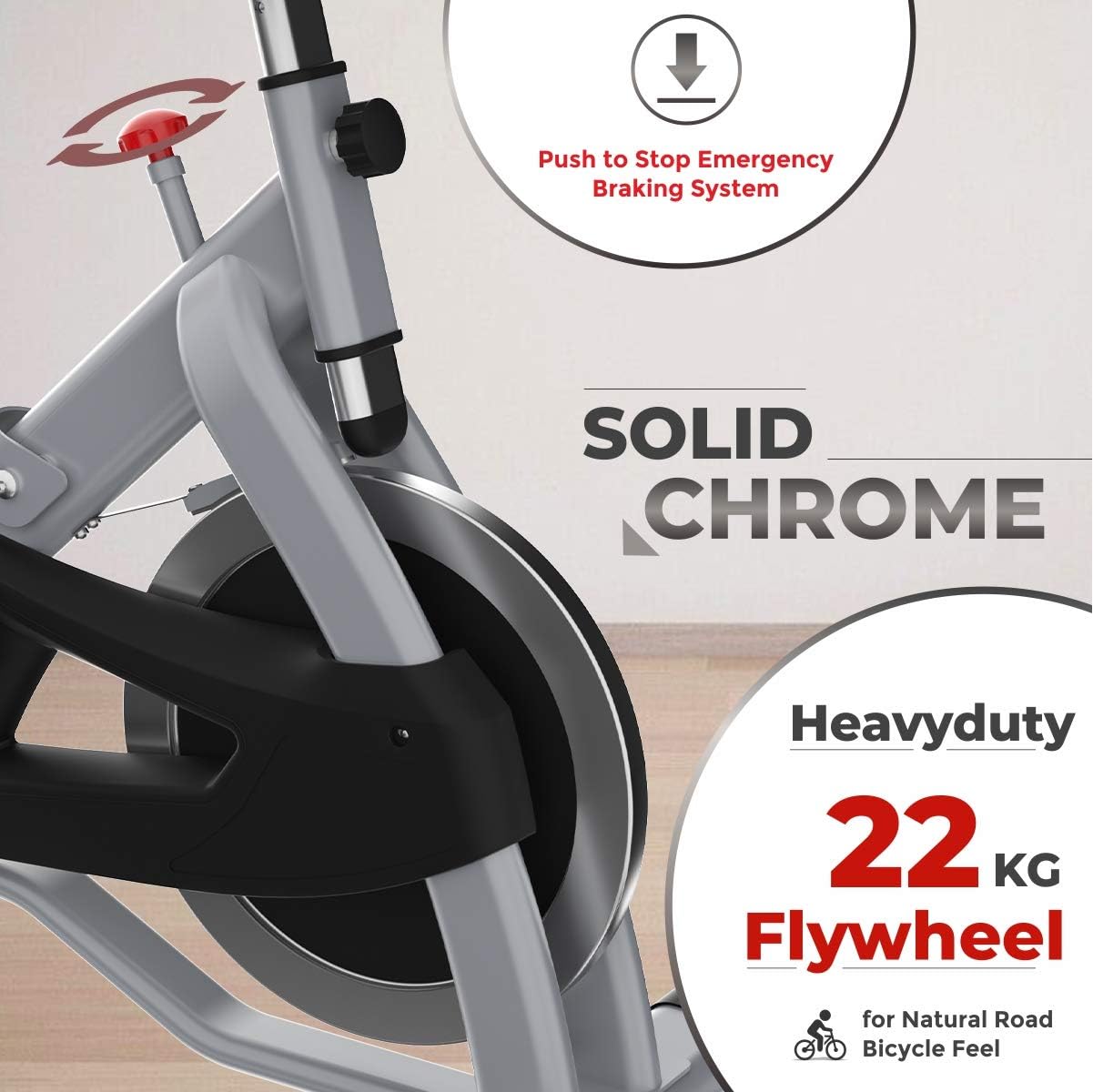 Sparnod Fitness SSB Series Spin Bike Exercise Cycle for Home Gym (Free Installation Service) with Heavy Duty Spinning Flywheel for Natural Road Bicycle Feel - Indoor Stationary Cycling Machine