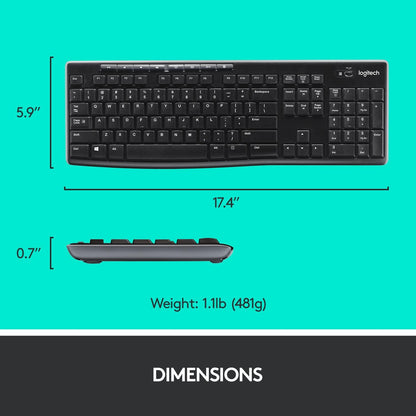 Logitech Mk270 Wireless Keyboard And Mouse Combo For Windows, 2.4 Ghz Wireless, Compact Wireless Mouse, 8 Multimedia And Shortcut Keys, 2-Year Battery Life, Pc/Laptop, English/Arabic