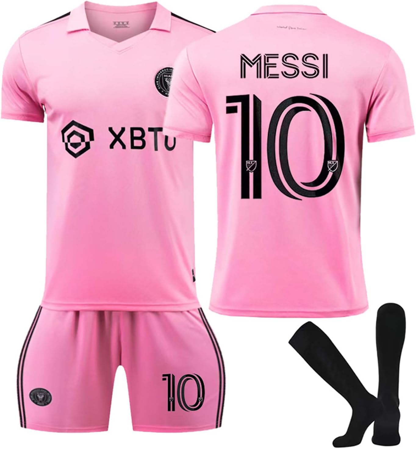 GGEROU Kids Football Jersey Set，Miami Messi # 10 Soccer Jersey World Champion Football Soccer Jersey Set for Kids