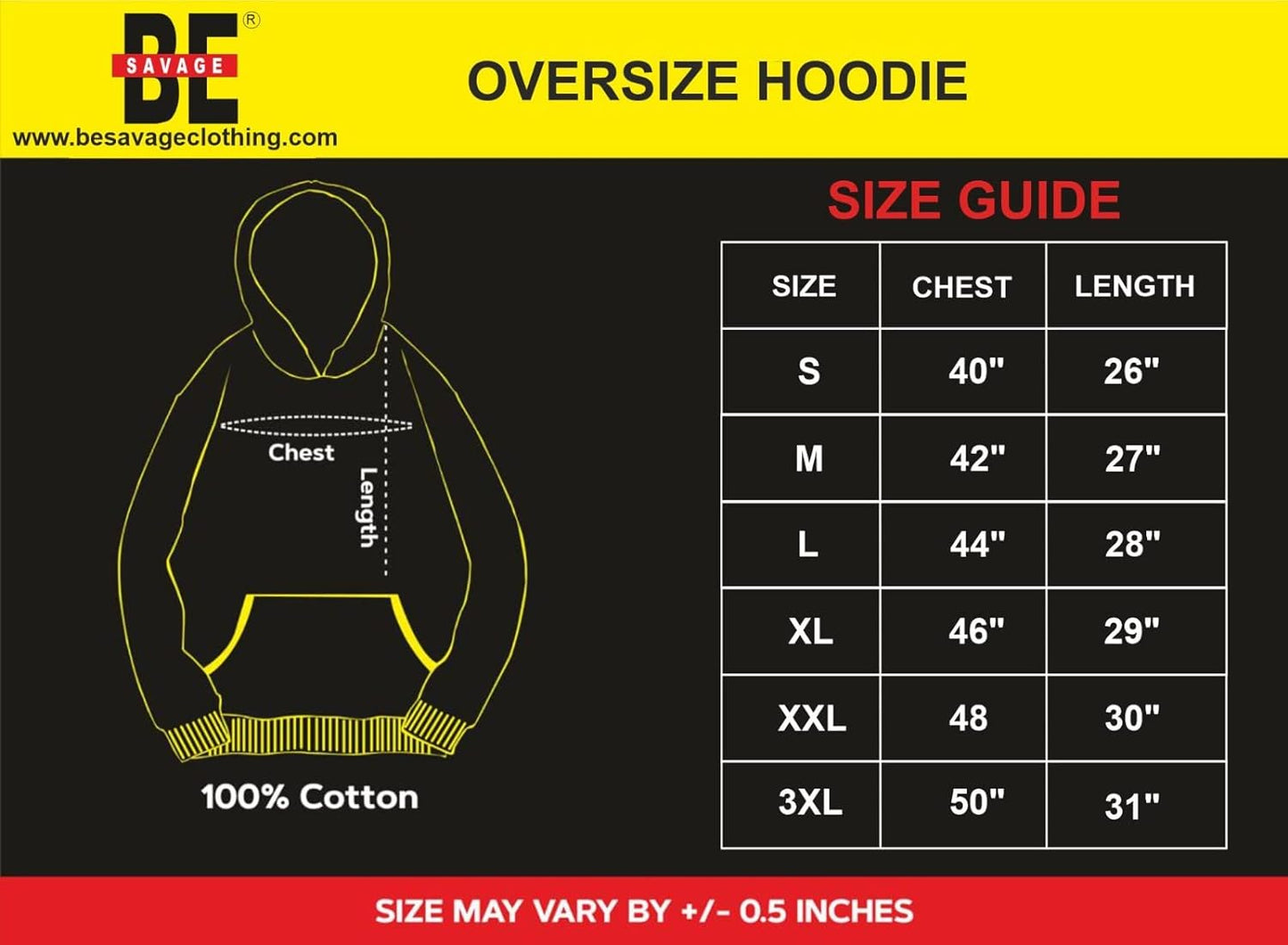 BE SAVAGE Oversize Baggy Hoodie (Los Angeles) Hoodie for Men and Hoodies for Women