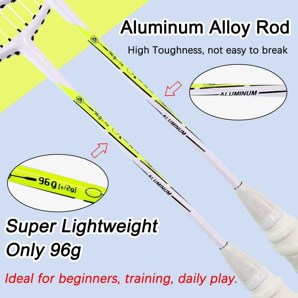 Monirf Badminton Rackets, Aluminum Alloy & Keel Hand Grip, Integrated Badminton Racquet Set for Beginners, Daily Play and Training, with Premium Badminton Bag, 3 Badminton Shuttlecock Balls