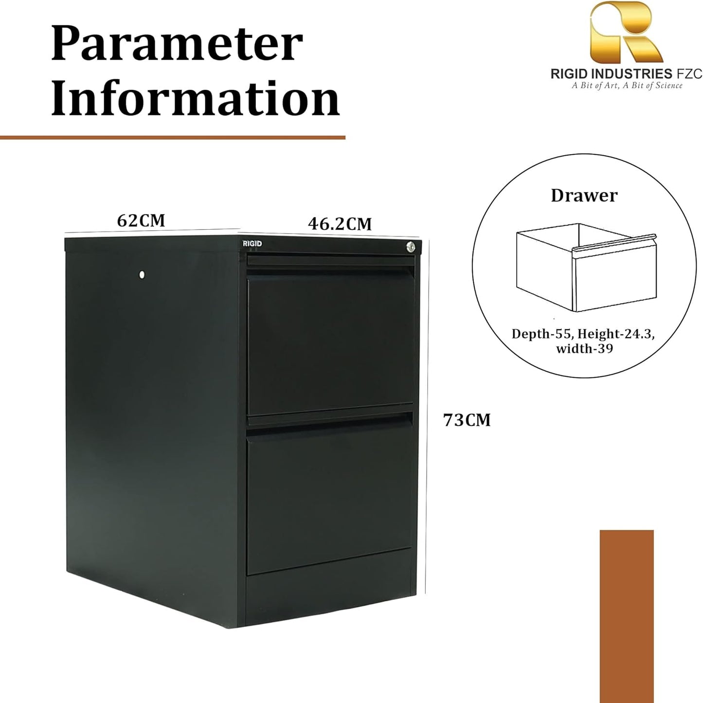 RIGID Steel Vertical Filing Cabinet Large Storage steel Cabinet, Metal Portable Cabinet with 2 Drawers for A4/Lette (White)