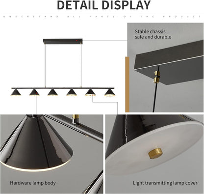 Garwarm Modern LED Pendant Light, 3 Rings Dimmable Contemporary Chandelier, 76W Acrylic Black Circular Hanging Lighting Fixture for Living Dining Room Entryway Foyer Staircase(Φ7.87+15.74"+23.62")