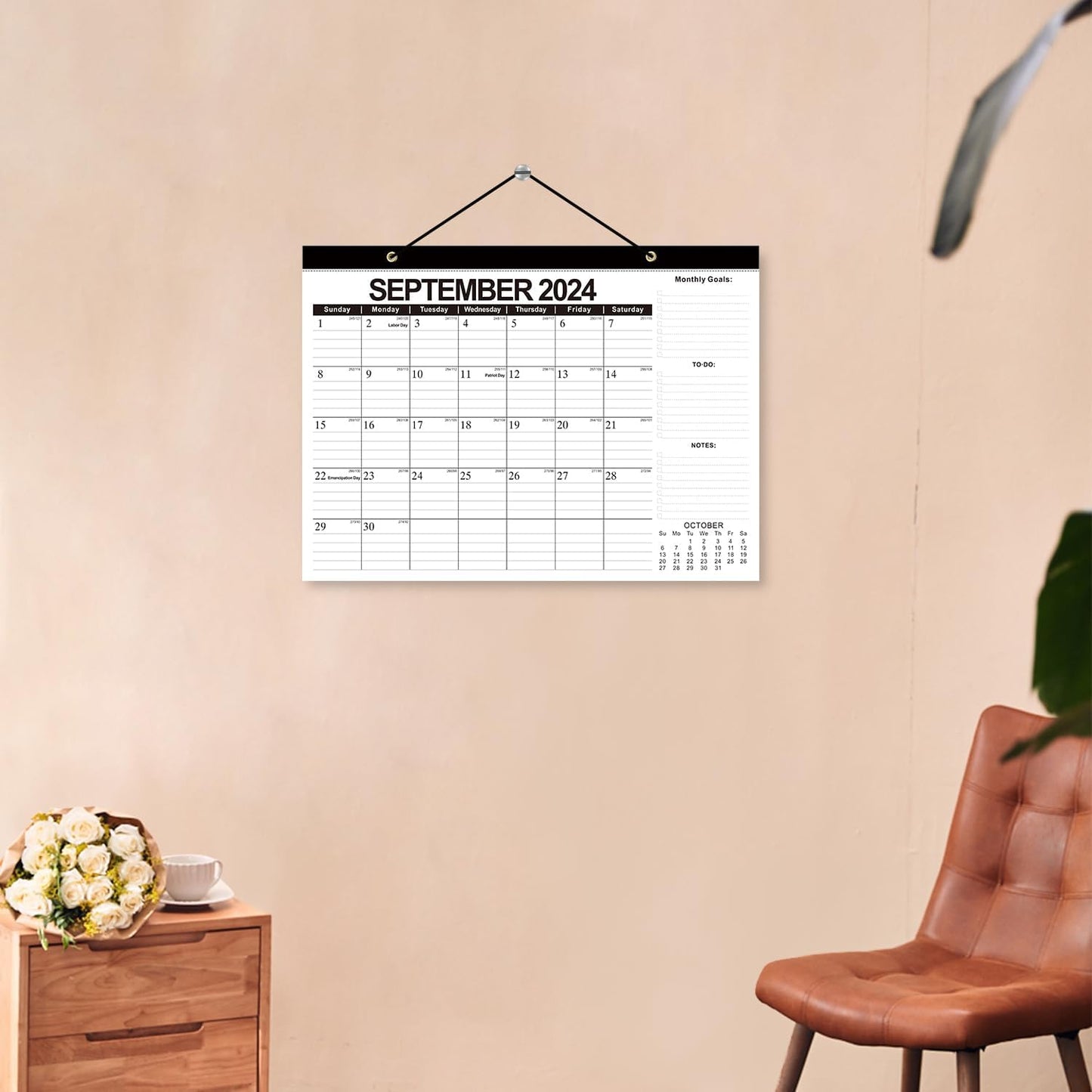 Wawasia Wall Calendar 2024-2025 Monthly Desk & Wall Calendar with Corner Protectors,18 Months, Thick Paper, To-do List and Notes (from Jan 2024 to Jun 2025)