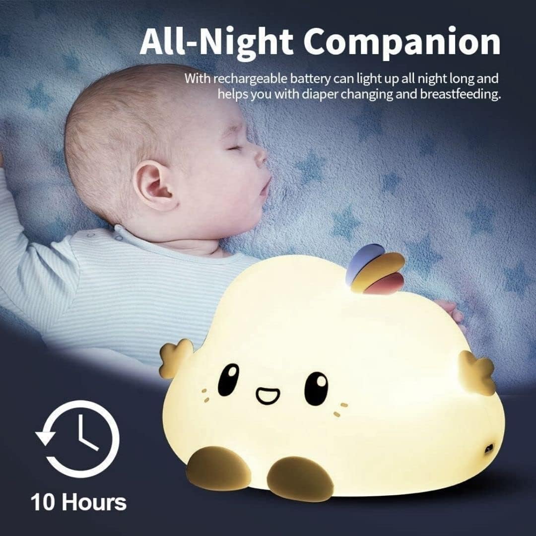 Cloud Shaped LED Night Light for Kids Soft Silicone Light for Kids (White)