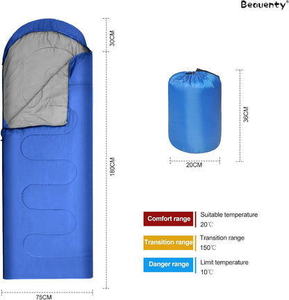 Beauenty 180CM bag length, cap is 30CM long Outdoor Camping Summer Camping Sleeping Bag Lunch 200g Envelope Hooded Sleeping Bag