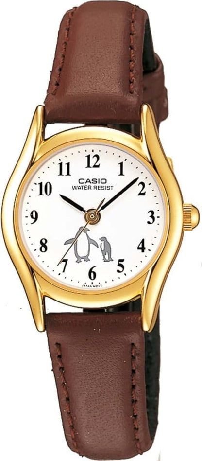 Casio Womens Quartz Watch, Analog Display and Leather Strap