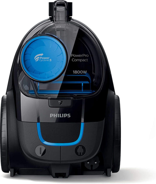 PHILIPS PowerPro Compact black: 1800W, 330W suction power, Power Cyclone 5 technology, integrated brush, HEPA filter, easy to empty dust bucket, 1.5L dust capacity FC9350/61