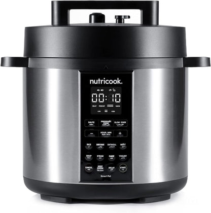 Nutricook Smart Pot 2, 8 Liters, 9 In 1 Electric Pressure Cooker, Slow Cooker, Rice Cooker, Steamer, Sauté Pot, Yogurt Maker & More, 12 Smart Programs With New Smart Lid, 2 Years Warranty