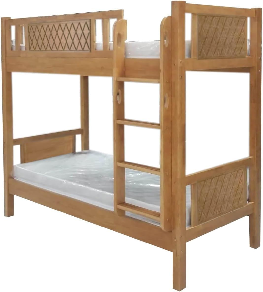 Karnak Heavy Duty Wooden Bunk Bed With Ladder for Kids, Teens, Bedroom, Guest Room Furniture, Solid Wooden Bedframe, Full-Length Guardrail Color (White)