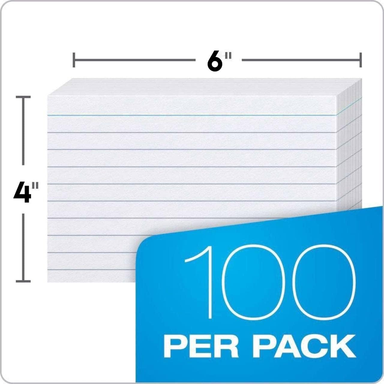 MARKQ Ruled index card, 100 Pack White Lined Record Cards for Office School Note making, List Making, Revision Flash Cards, 5” x 3”, 240GSM