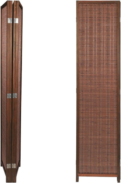 YATAI Wooden Room Dividers and Folding Privacy Screens 4 Panel Foldable Portable Rattan Room Separating Divider,Handwork Wood Mesh Woven Design Room Divider Room Partition Wall Screen.HY2304008