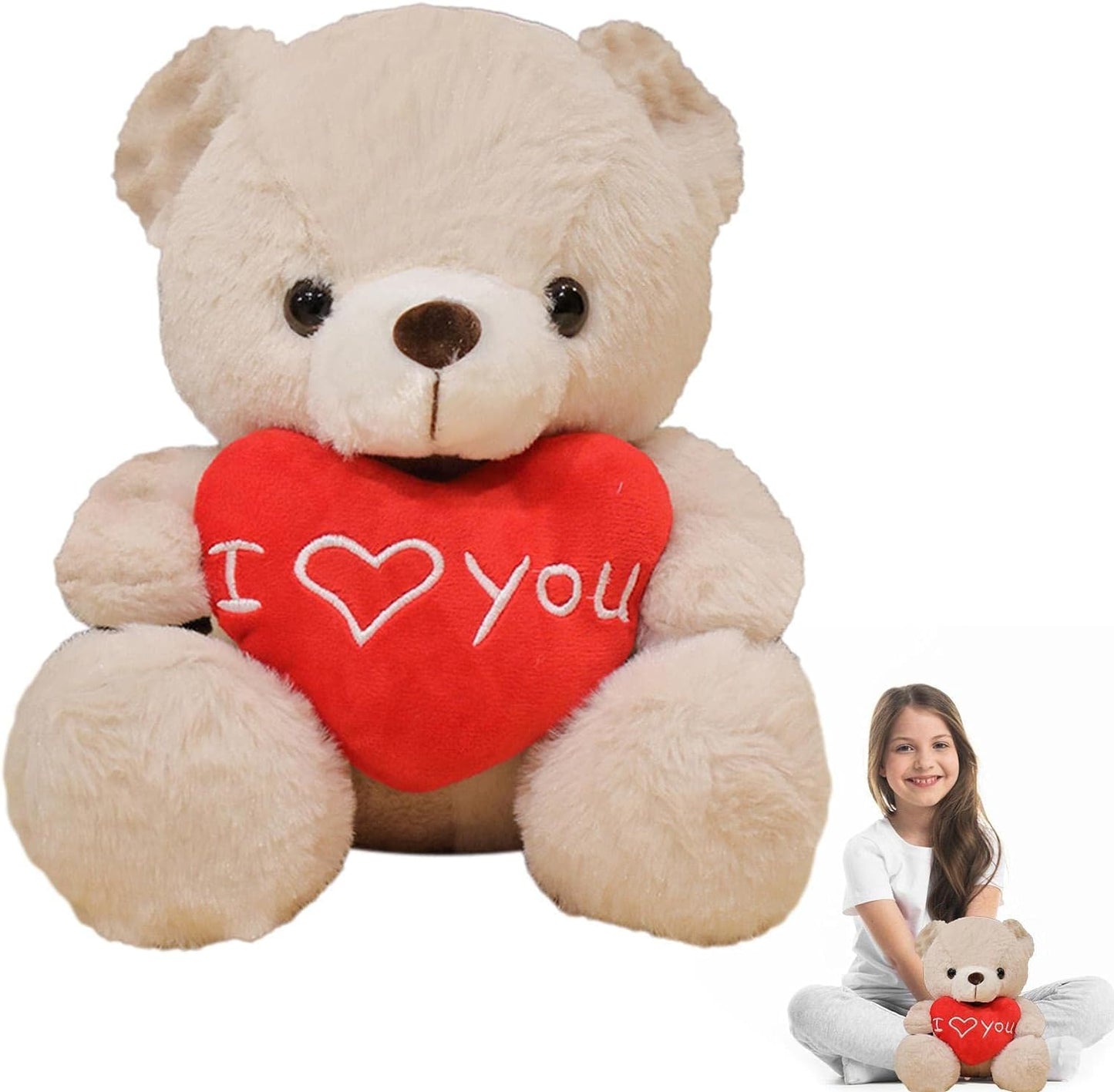 Valentine Bear Plush,11 Inch I Love You Bear Stuffed Animal Doll with Heart - Anniversary Party Favor Supplies Birthday Gifts for Valentine's Day