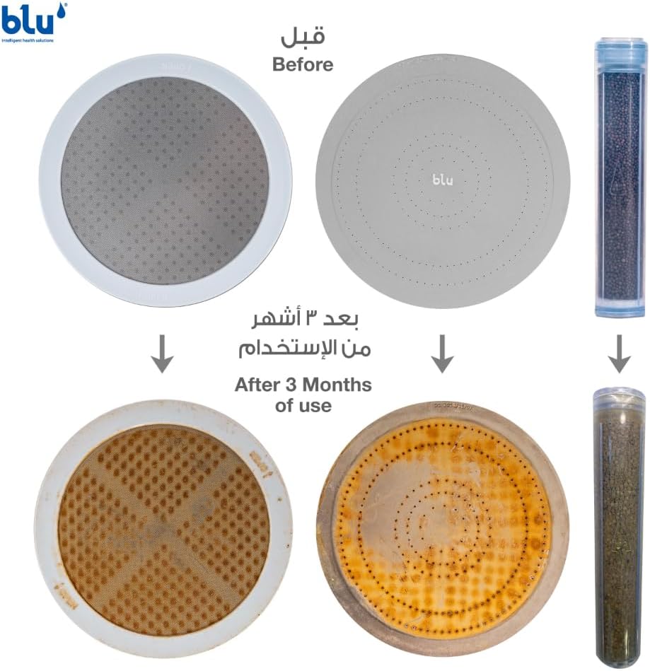 blu Ionic Shower Head & Filter - Handheld - Matt Nickel - Removes Chlorine & Harmful Pollutants - Skin & Haircare