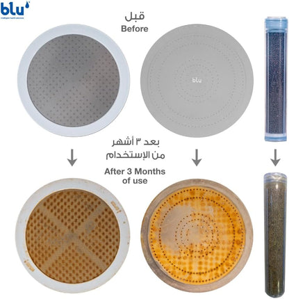 blu Ionic Shower Head & Filter - Handheld - Matt Nickel - Removes Chlorine & Harmful Pollutants - Skin & Haircare