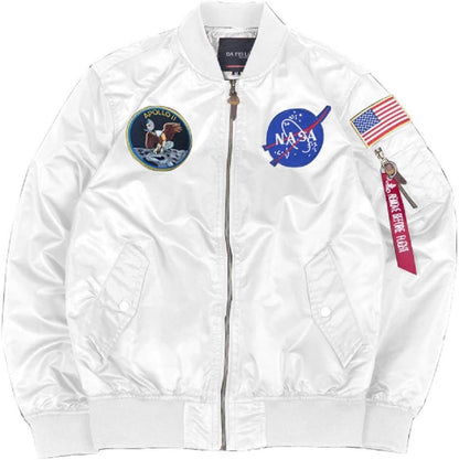 CORIRESHA Mens Apollo NASA Patches Slim Fit Bomber Jackets Windbreaker