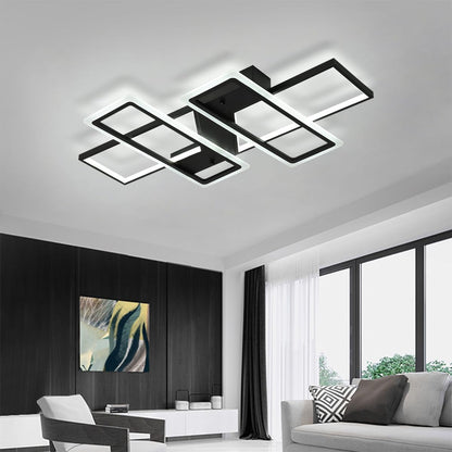 Jaycomey Dimmable Square LED Ceiling Lights, Ceiling Modern Light Acrylic Flush Mount Ceiling Lamps with Remote Control, 50W Black Ceiling Light Fixture for Living Dining Room Bedroom Kitchen