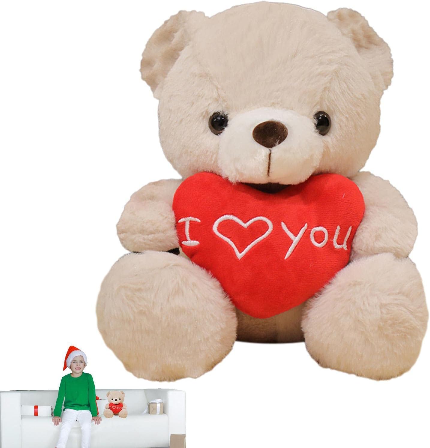 Valentine Bear Plush,11 Inch I Love You Bear Stuffed Animal Doll with Heart - Anniversary Party Favor Supplies Birthday Gifts for Valentine's Day