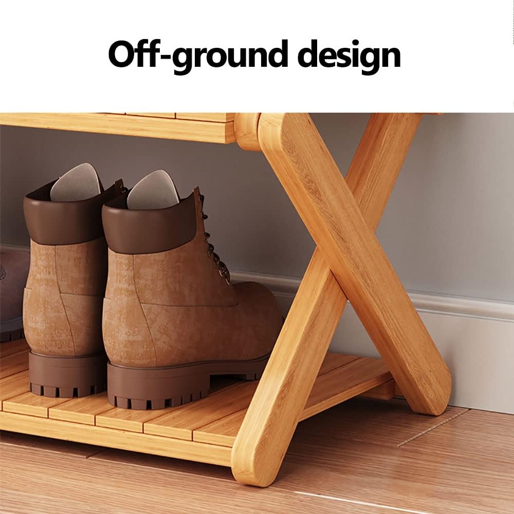 Foldable Shoe Rack Shoe Storage Cabinet Bamboo Shoe Shelf Portable and Dustproof for Living Room Entryway Hallway Shoe Organizer Balcony Flower Plant Stand (Wood, B-5Layer)