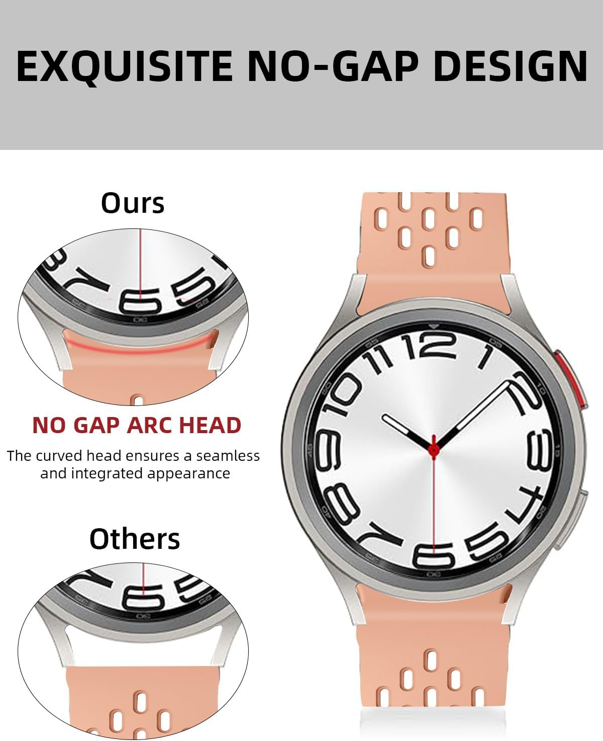 MAKCPOIMER No Gap Watch Band for Samsung Galaxy Watch 6 40mm 44mm/Watch 6 Classic 43mm 47mm/Watch 5 Pro 45mm/Watch 4 Classic 42mm 46mm/Watch 5/4 40mm 44mm, 20mm Breathable Silicone Sport Bands