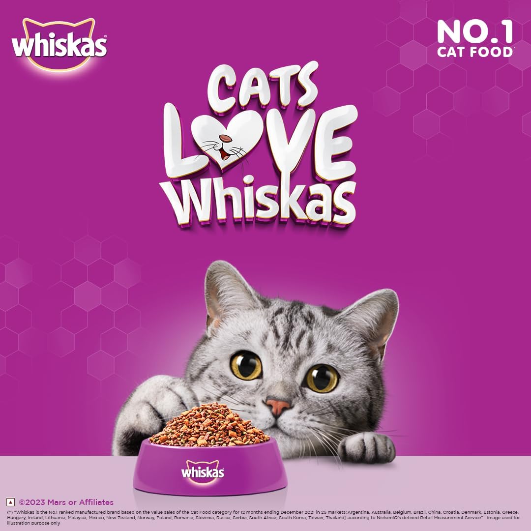 Whiskas Ocean Fish Dry Food, for Adult Cats 1+ Years, Formulated to Help Cats Maintain a Healthy Digestive Tract and Sustain a Healthy Weight, Complete Nutrition & Great Taste, Case of 15x480g