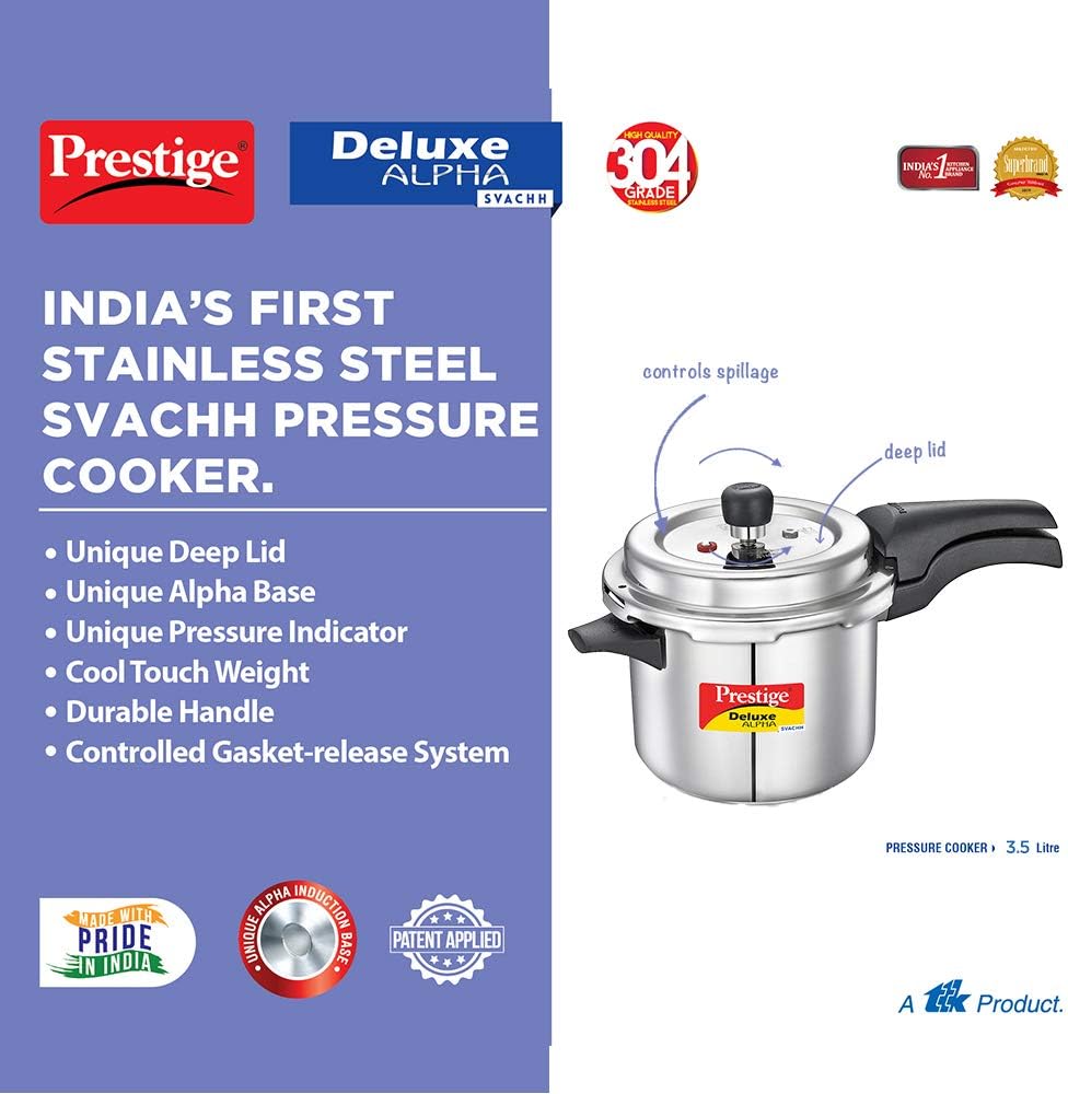 Prestige Stainless Steel Cooker Dlx Alpha Svachh Baby Handi 2 Ltr Cooker Mpd20266 | Silver