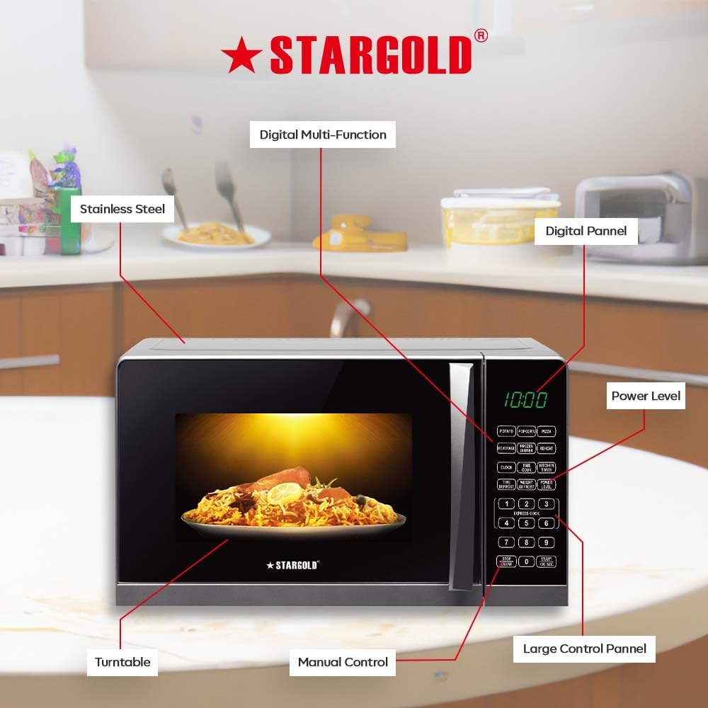 STARGOLD Microwave Oven 20L Capacity With 30-Minute Cooking Timer And 6-Stage Heat 700W Home Appliance, SG-2241MC