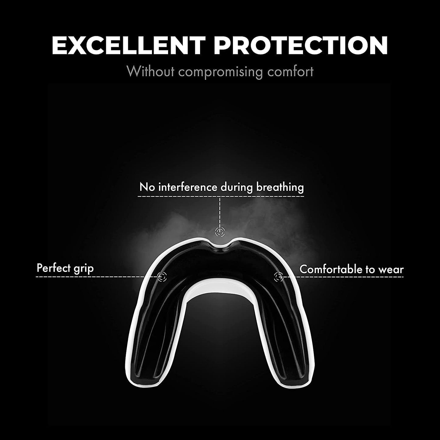 FIGHTR Premium Mouth Guard - for Excellent Breathing & Easy to fit | Sports Mouth Guard for Boxing, MMA, Football, Lacrosse, Hockey and Other Sports | incl. hygienic Box