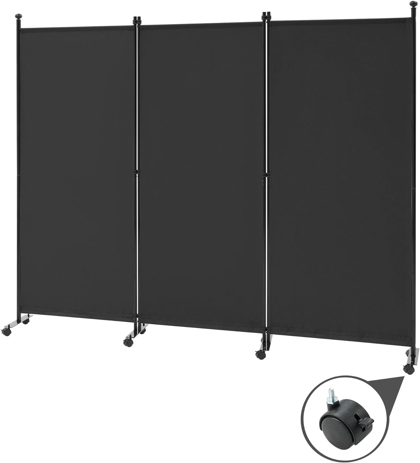 Spurgehom 3 Panel Rolling Room Divider, Folding Partition Privacy Screens, Freestanding Fabric Room Panel, Portable Folding Wall Divider for Office, Room,Restaurant, Hospital (Beige)