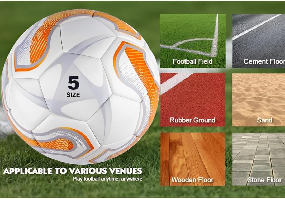 Football Ball World Cup Football with Air Pump, Official Size 5 - Premium Quality Thermal Bonding Machine Stitched, Soccer Ball Best Indoor & Outdoor Quality Football for kids & Adults