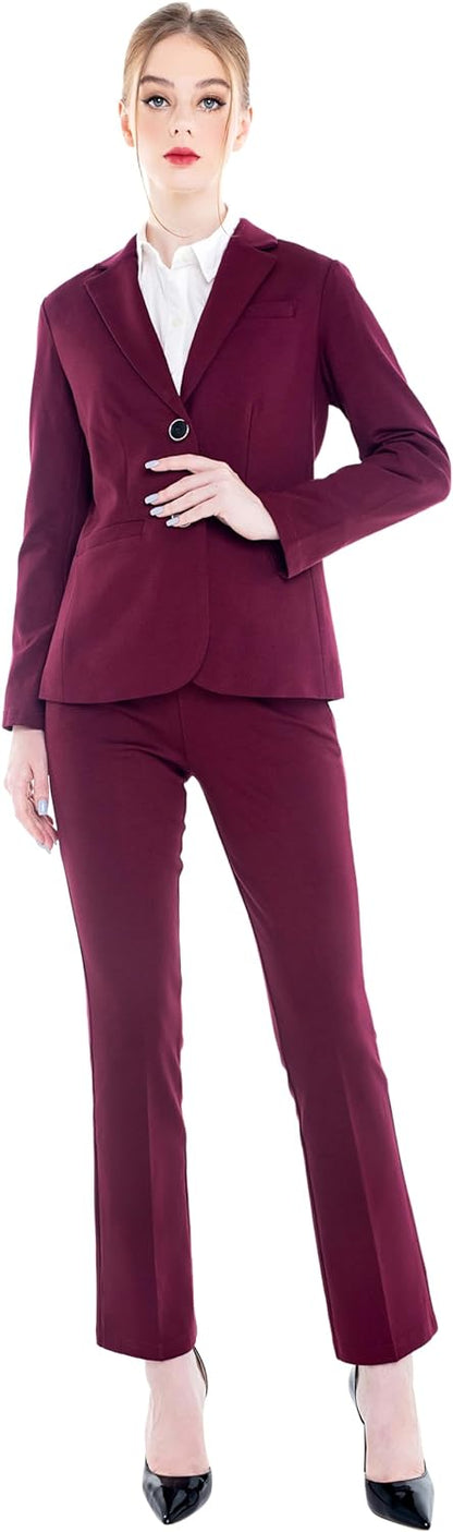 Marycrafts Women's Business Blazer Pant Suit Set for Work