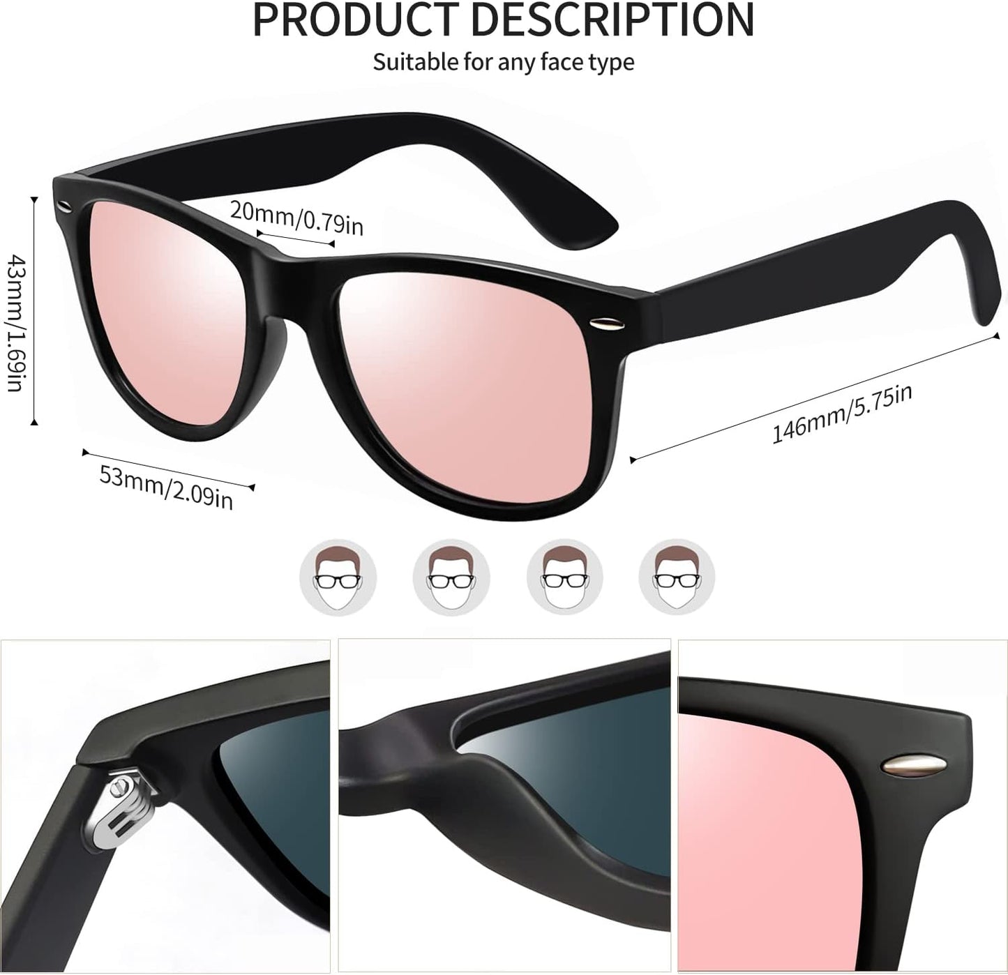 Joopin Polarized Sunglasses Men Women, Classic Square Sun Glasses 100% UV Protection Driving Fishing