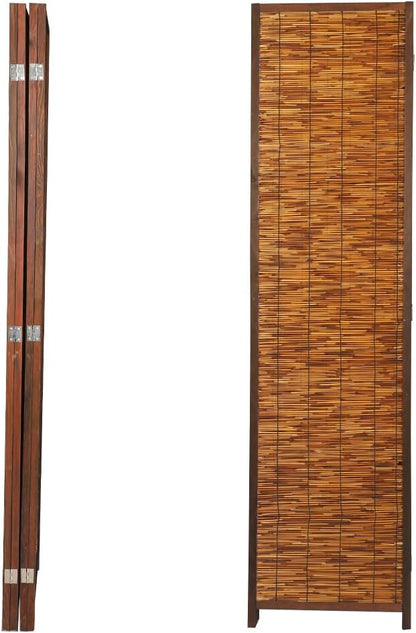 YATAI Wooden Room Dividers and Folding Privacy Screens 4 Panel Foldable Portable Rattan Room Separating Divider,Handwork Wood Mesh Woven Design Room Divider Room Partition Wall Screen.HY2304008