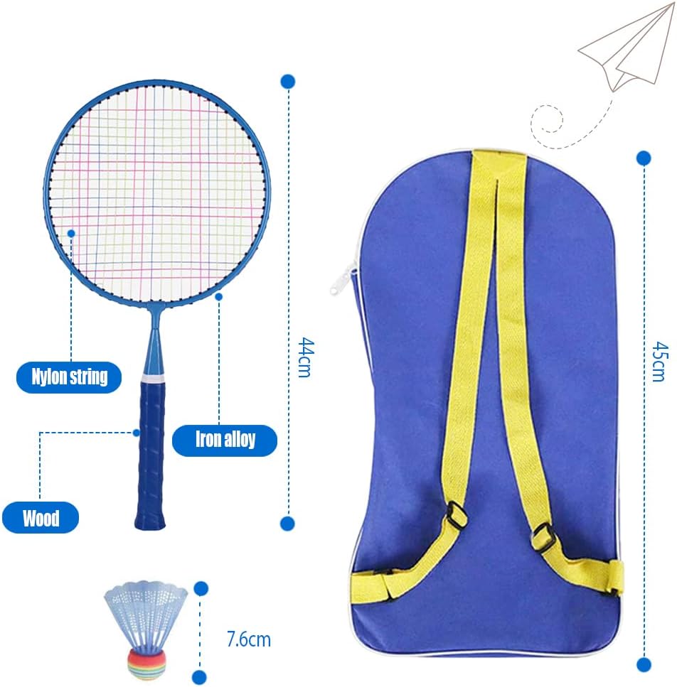 Badminton Rackets for Children,Shuttlecocks Racquet Sports Set w/Lightweight Carrying Bag for Kids Professionals Beginner Players Indoor Outdoor Sport Game