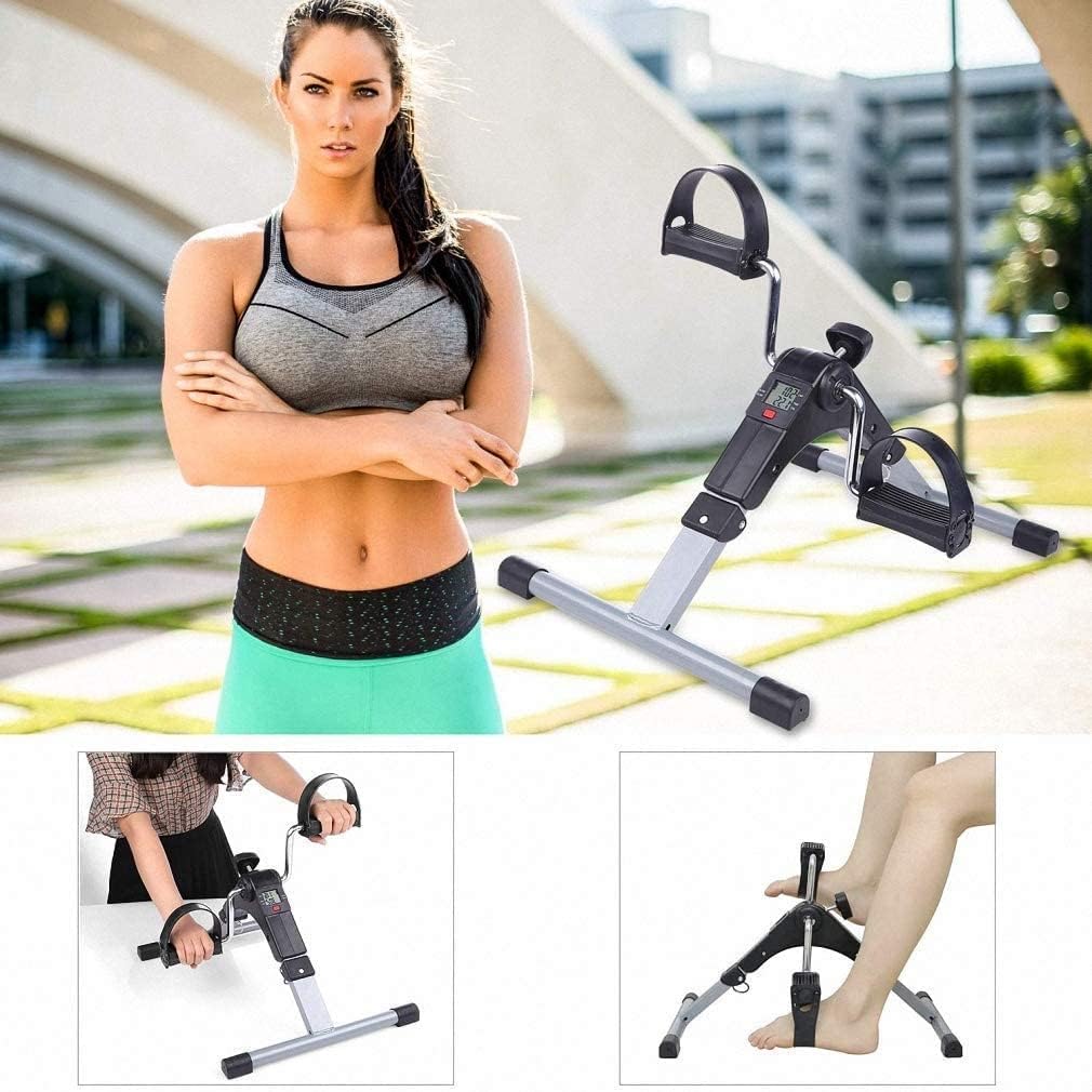 X MAXSTRENGTH Folding Fitness Pedal Stepper Exercise Machine LCD Display Indoor Cycling Bike Stepper with Adjustable Resistance For Home Office