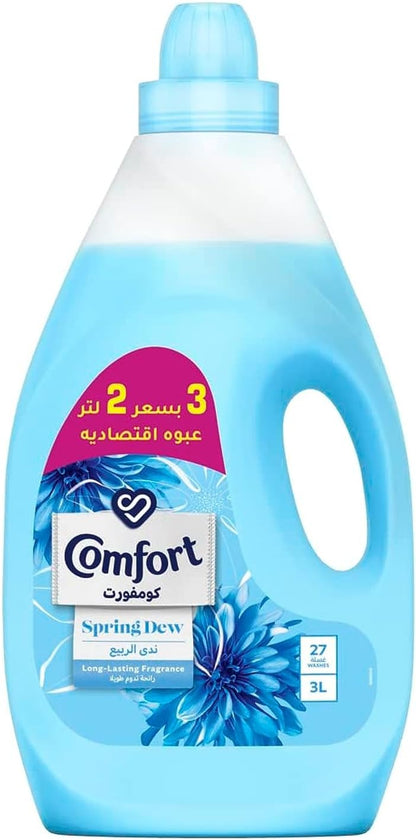 Comfort Fabric Softener, Spring Dew, for fresh & soft clothes, 4L x 2 (Pack of 2)