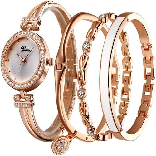 Fashion beautiful Lady Watch Bracelet 4PCS Charming and elegant holiday gift Women's Watch Set
